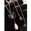 Chanel Pearl Heart Pendant Sweater Long Necklce Black 2018