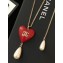 Chanel Pearl Heart Pendant Sweater Long Necklce Red 2018