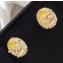 Chanel Resion Oval Stud Clip-on Earrings Yellow/White/Gold 2018 