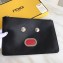 Fendi BAG BUGS Togo Leather Clutch Black