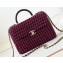 Chanel Wool Tweed & Gold-Tone Metal Small box Bag AS4470 Fuchsia & Black 2023