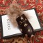 Gucci Princetown Leather Fur Slipper Black Bee And Star 
