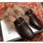 Gucci Princetown Leather Fur Slipper Coffee