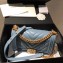 Chanel Lambskin Chevon Medium Boy Flap Bag Blue With Gold Hardware 2018 
