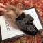 Gucci Princetown Crystal Embroidered Bow With Lamb Fur Slipper Horsebit Detail 471955 Black 