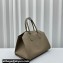 The Row Geo Margaux Top-Handle Bag in Grained Leather Gray