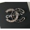 Chanel Crystal and Leather CC Small Brooch Black/Crystal/Silver 2018