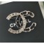Chanel Crystal and Leather CC Large Brooch Black/Crystal/Silver 2018