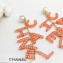 Chanel Pendant Earrings AB0490 Gold/Pearly White/Orange/Pink 2018