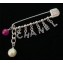 Chanel 'Chanel' Pendant Brooch Silver/Pink/Pearly White 2018