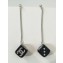 Chanel Long Earrings with Dice Pendant AB0034 Silver/Black/Crystal 2018