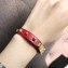 Hermes Studs Leather Bracelet with Gold Buckle Red 2018