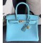 Hermes Birkin 30/35 Bag In Original Epsom Leather With Gold/Silver Hardware Light Blue