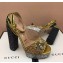 Gucci Glittered Bee Trim Heel Sandals 475915 Gold 2018