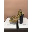 Gucci Glittered Bee Trim Heel Sandals 475915 Gold 2018