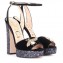 Gucci Glittered Bee Trim Heel Sandals 475915 Black 2018