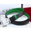 Gucci Grained Calfkin Square Buckle Double Belt Black/Green 2018