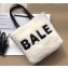 Balenciaga Shearling Small Shopper Tote  with Contrasting Logo White 2018