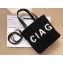 Balenciaga Shearling Small Shopper Tote  with Contrasting Logo Black 2018