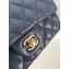Chanel Lambskin Quilted Leather Classic Flap Bag A1116 Dark Blue/Gold