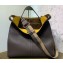 Fendi Roman Leather Peekaboo X-Lite Regular Tote Bag Coffee 2019