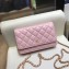 Chanel Lambskin Leather Quilting Wallet On Chain WOC Bag Pink