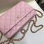 Chanel Lambskin Leather Quilting Wallet On Chain WOC Bag Pink
