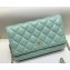 Chanel Lambskin Leather Quilting Wallet On Chain WOC Bag Light Green