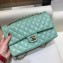 Chanel Classic Flap Medium Bag A1112 Light Green in Original Leather with Gold/ Hardware 2018