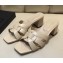 Saint Laurent Slide Heel Sandal In Leather With Intertwining Straps Apricot 2018