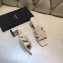 Saint Laurent Slide Heel Sandal In Leather With Intertwining Straps Apricot 2018