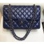Chanel Classic Flap Medium Bag A1112 Navy Blue in Original Leather with Silver/ Hardware 2018