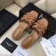 Saint Laurent Slide Sandal In Leather With Intertwining Straps Camel 2018