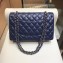Chanel Classic Flap Medium Bag A1112 Navy Blue in Original Leather with Silver/ Hardware 2018