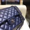 Chanel Classic Flap Medium Bag A1112 Navy Blue in Original Leather with Silver/ Hardware 2018