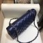 Chanel Classic Flap Medium Bag A1112 Navy Blue in Original Leather with Silver/ Hardware 2018