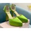 Mach & Mach Heel 12.5cm Platform 3cm Satin Sandals Green 2022