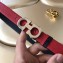 Ferragamo Saffiano Calf Leather Belt 25mm Width Red 