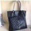 Chanel CC Logo Grained Deerskin Large Shopping Bag A92981 Black