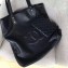 Chanel CC Logo Grained Deerskin Large Shopping Bag A92981 Black