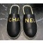 Chanel Gold Logo Espadrilles Mules Black 2019
