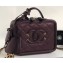 Chanel CC Filigree Grained Vanity Case Mini Bag A93342 Metallic Burgundy