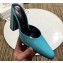 Balenciaga Heel 9cm Round Toe Calfskin Mules Turquoise 2019