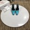 Balenciaga Heel 9cm Round Toe Calfskin Mules Turquoise 2019