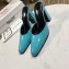 Balenciaga Heel 9cm Round Toe Calfskin Mules Turquoise 2019