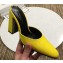 Balenciaga Heel 9cm Round Toe Calfskin Mules Yellow 2019