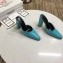 Balenciaga Heel 9cm Round Toe Calfskin Mules Turquoise 2019