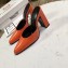 Balenciaga Heel 9cm Round Toe Calfskin Mules Orange 2019