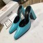 Balenciaga Heel 9cm Round Toe Calfskin Mules Turquoise 2019