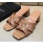 Saint Laurent Heel Slide Sandal In Crocodile Textured With Intertwining Straps Camel 2018
